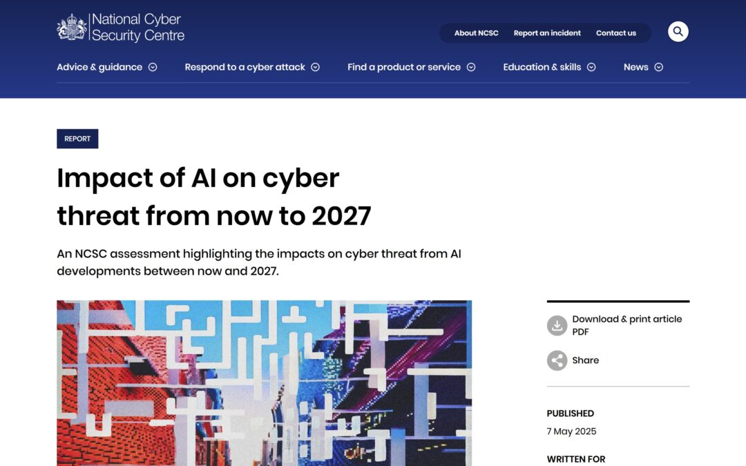 Impact of AI on cyber threat from now to 2027